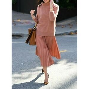 Vince Drape Pleated Midi Skirt Vintage Rose Asymmetric NWT Size 8 $325